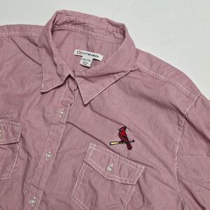 Cutter & Buck St. Louis Cardinals Striped Button Up Shirt Women's XXL Red White